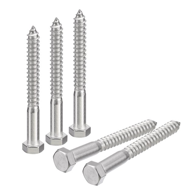 IMSCREWS 3/8" X 5" Hex Head Lag Screws – 304 Stainless Steel, Partially Threaded, 5-Pack, Heavy-Duty For Decks & Fences