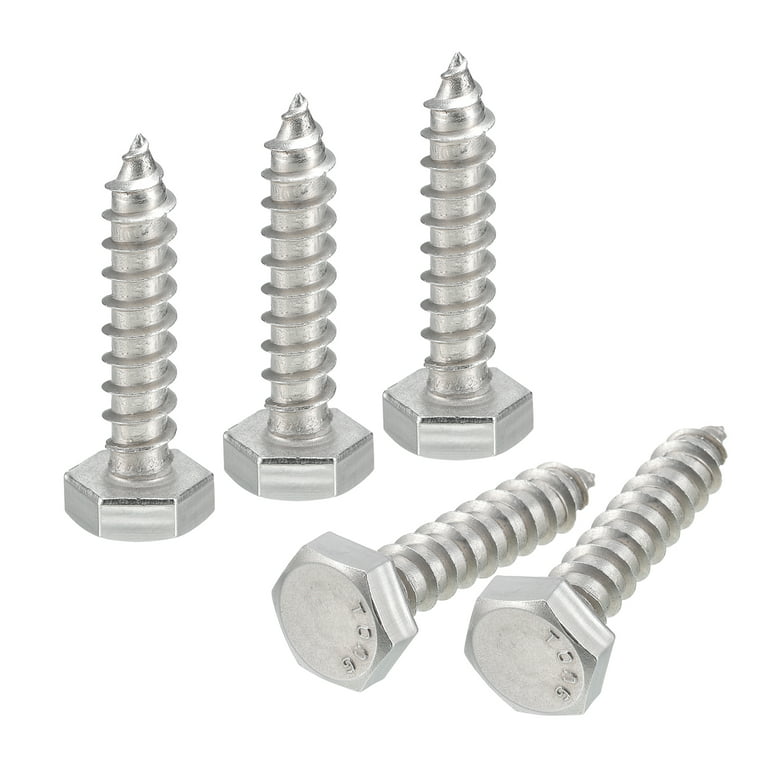Uxcell Hex Head Lag Screws Bolts, 1/4 x 1-1/4 304 Stainless Steel Partial  Thread Wood Screws, 25 Pack 