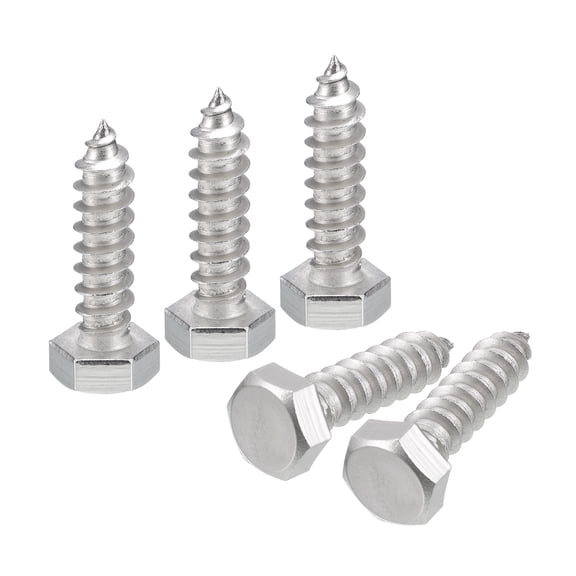 Uxcell Hex Head Lag Screws Bolts, 5/16" x 1-1/4" 304 Stainless Steel Partial Thread Wood Screws, 5 Pack