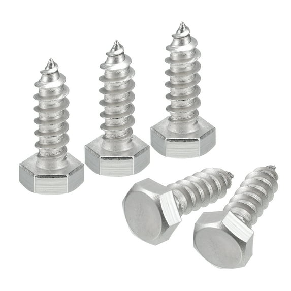 Uxcell Hex Head Lag Screws Bolts, 5/16" x 1" 304 Stainless Steel Partial Thread Wood Screws, 25 Pack
