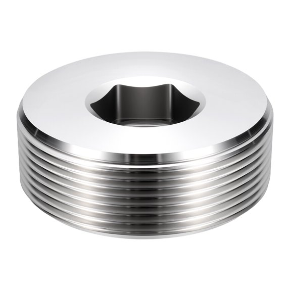 Uxcell Hex Head Socket Pipe Plug Fitting, 2" NPT Male Threaded End Cap, 304 Stainless Steel Hex Thread Pipe Fittings for Water Pump, Engine, Industrial Piping