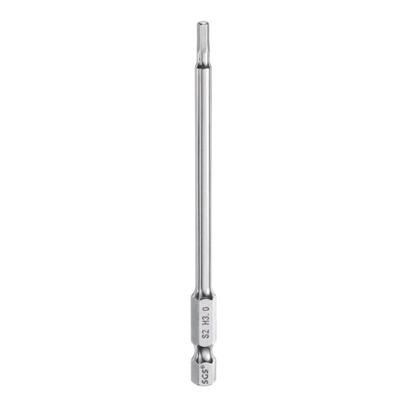 Uxcell Hex Head Wrench Drill Bit 3mm (H3) 1/4" Shank 4" Long S2 Steel Industrial Grade Magnetic Screwdriver Bits