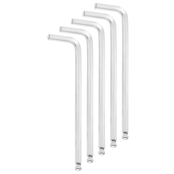 Uxcell 5 Pcs Ball End Hex Key Wrench 0.2 inch CR-V Steel L-Shape Hexagon Metric Wrenches Repairing Tool for Repair