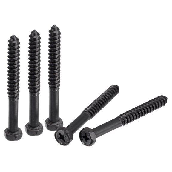 Uxcell Hex Lag Screws Carbon Steel Half Thread Self-Tapping Bolts for Deck Building 5pcs 5/16" x 3"