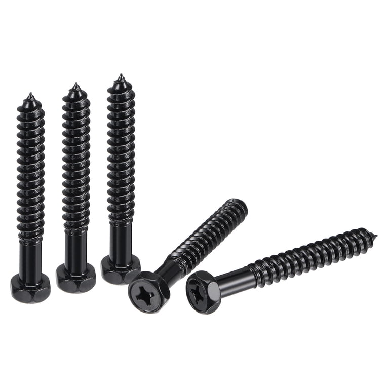 Uxcell Hex Lag Screws – 1/4" X 1-1/2", Carbon Steel, Black Oxide, Self-Tapping, 10-Pack For Deck Building