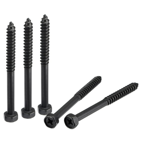 Uxcell Hex Lag Screws Carbon Steel Self-Tapping Bolts for Deck Building 5 Pack 5/16" x 3-1/2"