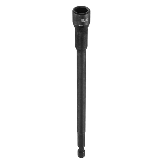 Uxcell Hex Nut Driver Drill Bit 9mm Metric 6-Point Socket 1/4" Hex Shank Magnetic Setter CR-V Steel Bolt Sockets for Power Drills Impact Drivers, 5.91" (150mm) Long