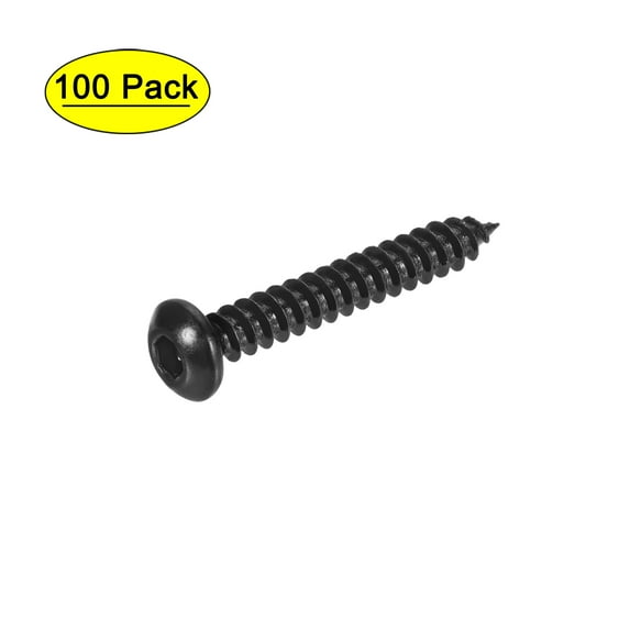 Uxcell Hex Socket Self Tapping Screws, M3 x 20mm Carbon Steel Wood Screw 100 Pack