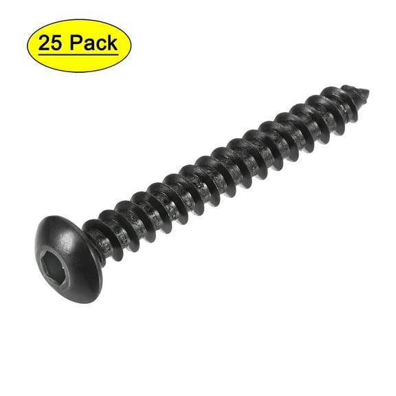 Uxcell Hex Socket Self Tapping Screws, M5 x 40mm Carbon Steel Wood Screw 25 Pack