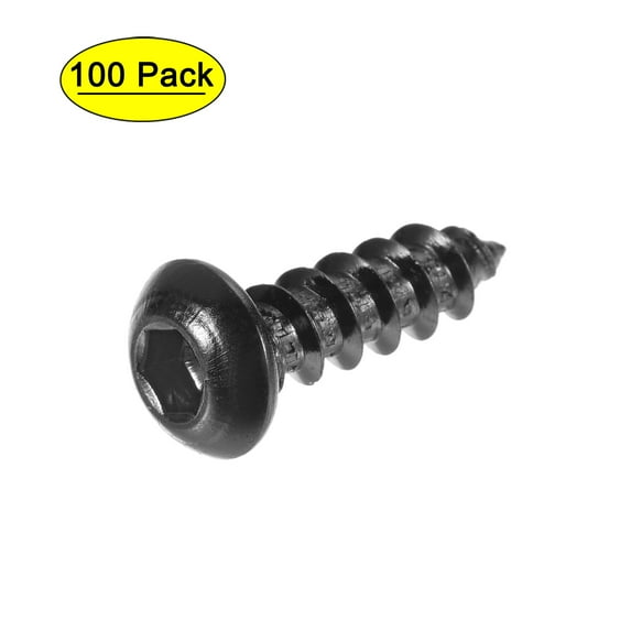 Uxcell Hex Socket Self Tapping Screws, M6 x 20mm Carbon Steel Wood Screw 100 Pack
