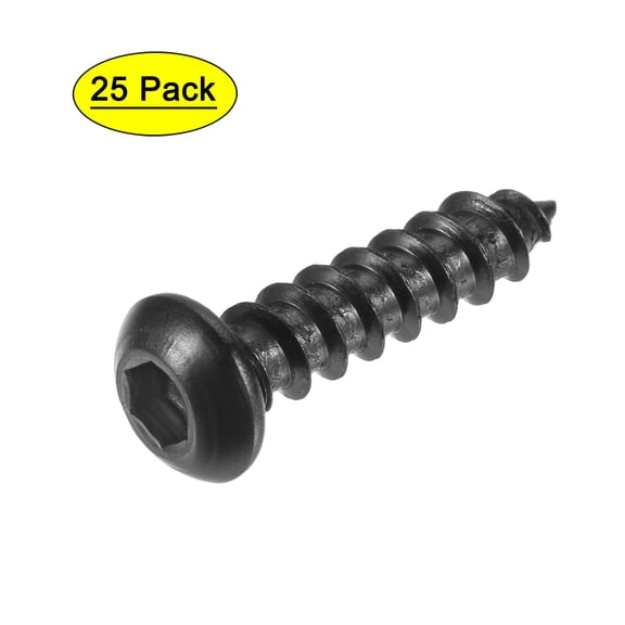 Uxcell Hex Socket Self Tapping Screws, M6 x 25mm Carbon Steel Wood Screw 25 Pack