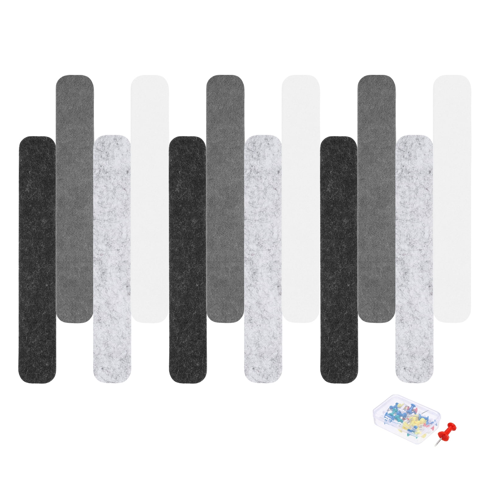Uxcell 12 Pcs B1 Rectangle Acoustic Panels 12.99'' x 2.01'' with Push Pins Black Dark Gray Light Gray White