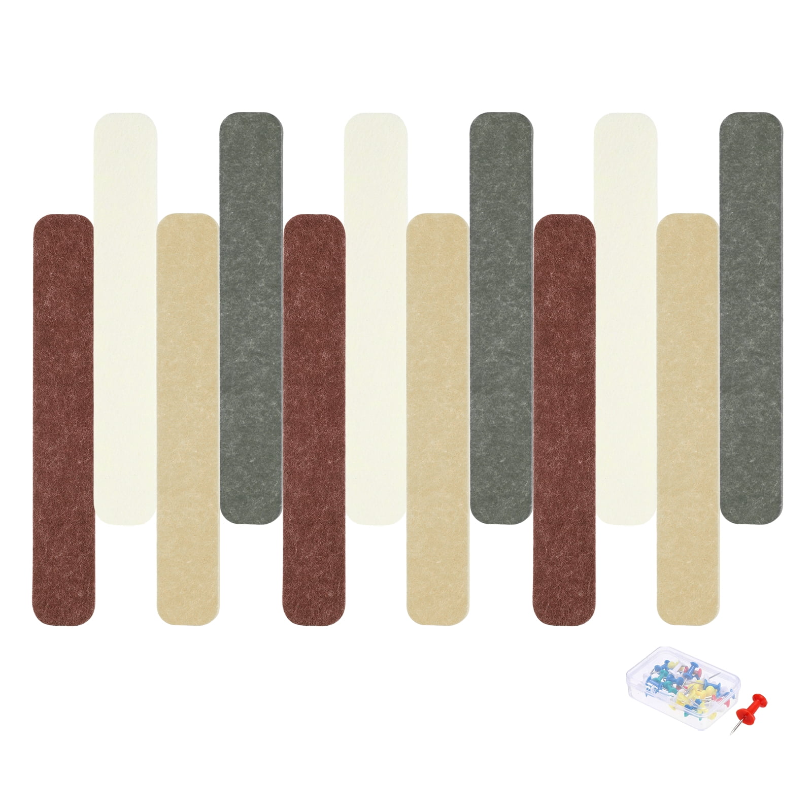 Uxcell 12 Pcs Rectangle Acoustic Panel 12.99'' x 2.01'' with Push Pins Deep Coffee Deep Brown Dark Brown Light Yellow