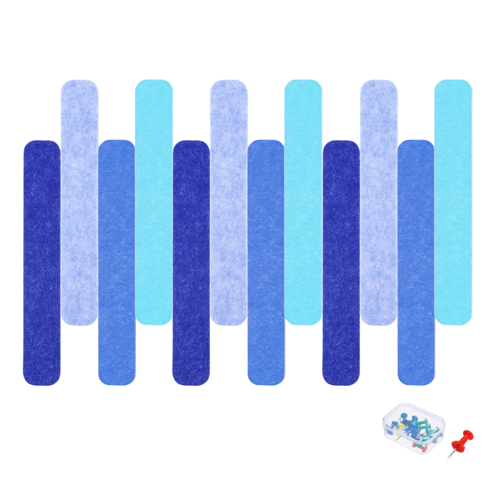 Uxcell 12 Pcs B1 Rectangle Acoustic Panels 12.99'' x 2.01'' with Push Pins Dark Blue Sky Blue Blue Light Blue