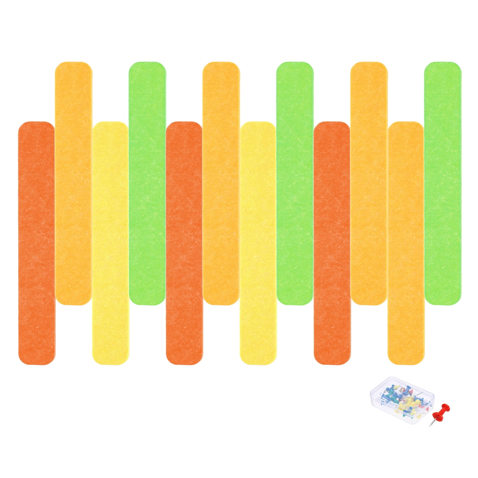 Uxcell 12 Pcs B1 Rectangle Acoustic Panels 12.99'' x 2.01'' with Push Pins Orange-Red Orange Green Lemon Yellow