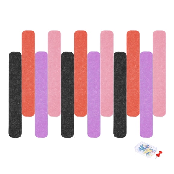 Uxcell 12 Pcs B1 Rectangle Acoustic Panels 12.99'' x 2.01'' with Push Pins Burgundy Red Rose Red Water Red