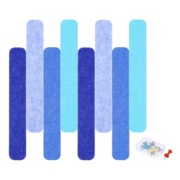Uxcell 8 Pcs Rectangle Acoustic Panels 13 x 2 inch B1 Foam Panels with Push Pins Dark Blue Sky Blue Blue Light Blue