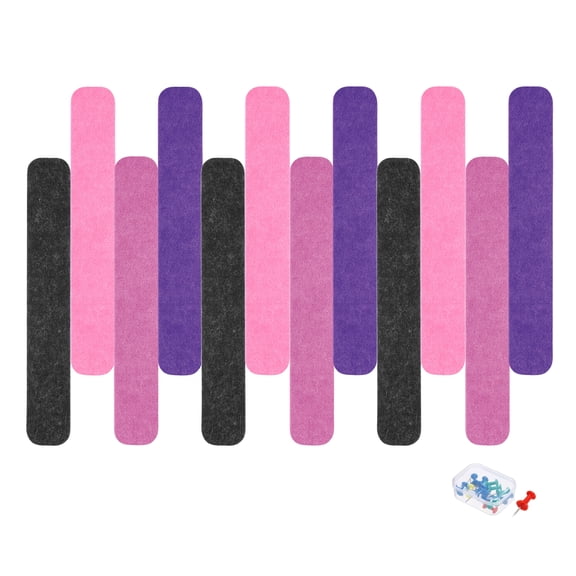 Uxcell 12 Pcs B1 Rectangle Acoustic Panels 12.99'' x 2.01'' with Push Pins Purple Black Rose Red Water Red