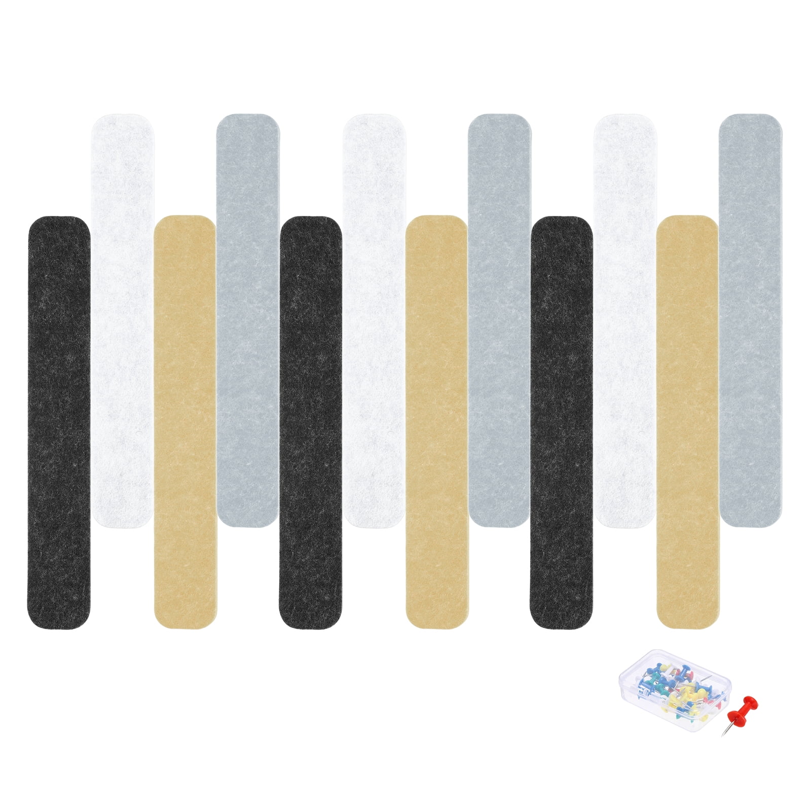 Uxcell 12 Pcs B1 Rectangle Acoustic Panels 12.99'' x 2.01'' with Push Pins Black White Bright Gray Dark Brown