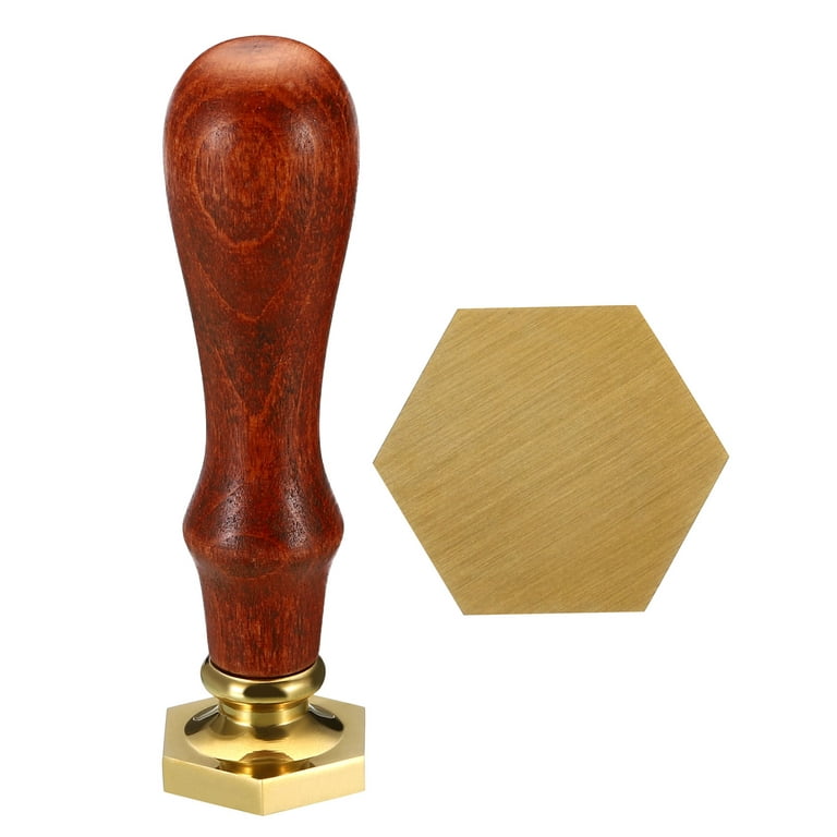 Uxcell Hexagon Blank Wax Seal Stamp, Removable Brass Head without Carving  Wooden Handle Retro 