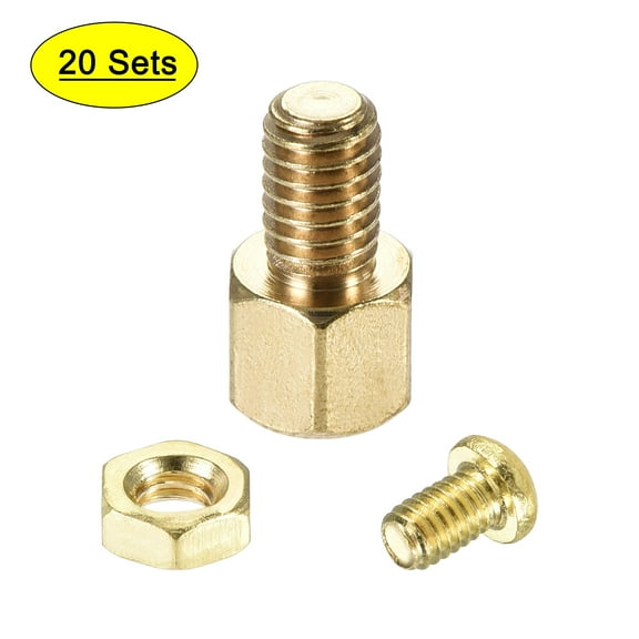 Uxcell Hexagon Brass Standoff Spacer Male-Female Screw Nut Kit 20 Sets 5mm+6mm