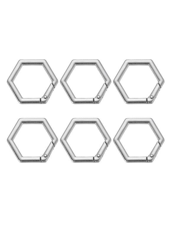 Hexagon Keychain Clip, Hexagon Key Ring Snap Hook Clips Zinc Alloy Trigger Spring Buckles Silver