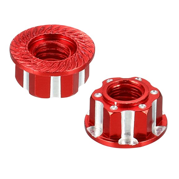 Uxcell Hexagonal Nuts Aluminum M4 RC Wheel Carving Hex Nuts Dustproof Anti-Skid Mount Cap for 1/10 RC Model Car Trucks Off Road Car Upgraded Parts Pack of 2(Red)