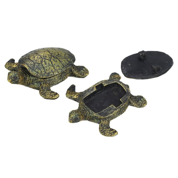 Uxcell Hide A Key Outside, Faux Turtle Hide A Spare Key Outdoor Waterproof Key Hider Decoration Safe Storage Lock Box Hidden Key Holder  with Cover for Outside Garden Decoration, Bronze