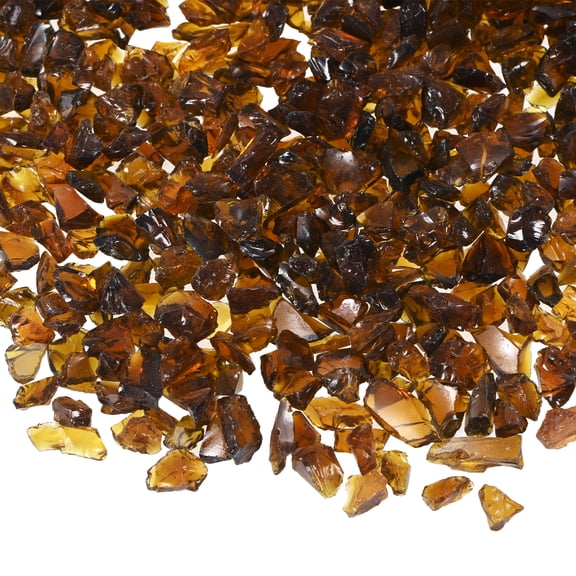 Uxcell High Luster Fire Glass Gravel Stone, Broken Glass Pieces for Crafts 3-6mm, 900g/1.98-Pound [Brown]