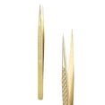 thumbnail image 1 of Uxcell High Precision Eyelash Tweezers Stainless Steel Anti-Static Thin Curved Tip Lash Extensions Tweezers Casual Beauty Tools for Eyelash Extensions, Gold, 1 of 7