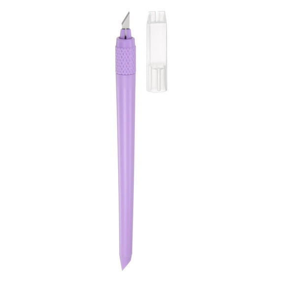 Uxcell High Speed Steel Plate Plastic Handle Art Craft Hobby Exacto Knife with Cap Purple