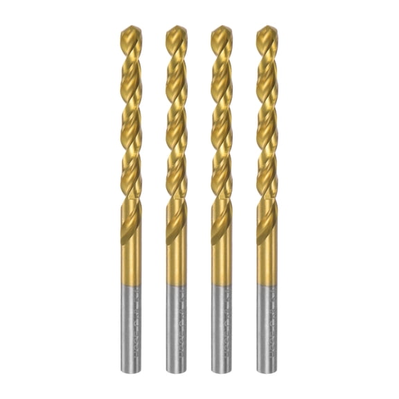 Uxcell High Speed Steel Twist Drill Bit 5.4mm Fully Ground Titanium Coated 4 Pcs