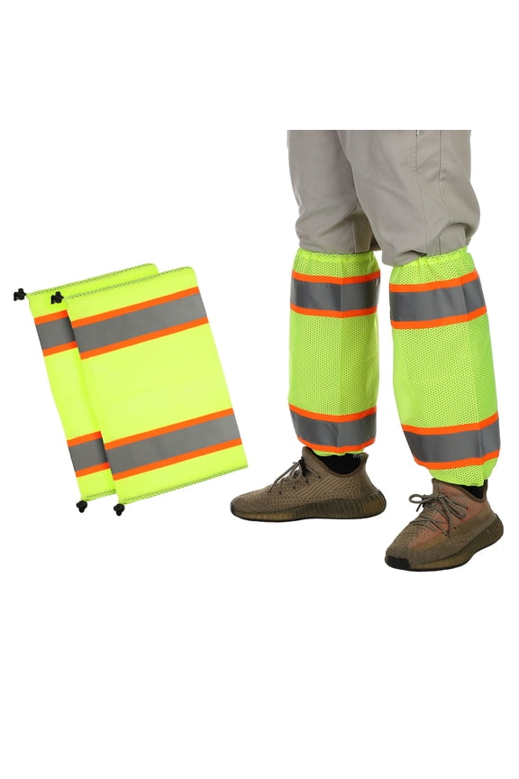 High Visibility Leg Gaiters Reflective Work Boot Gaiters Two-tone Mesh Leg Gaiter Unisex-Adult, Hi-Vis Yellow/Orange