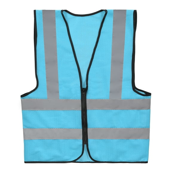 Uxcell High Visibility Reflective Mesh Safety Vest, Class 4 Construction Work Vest for Safety Use Sky Blue