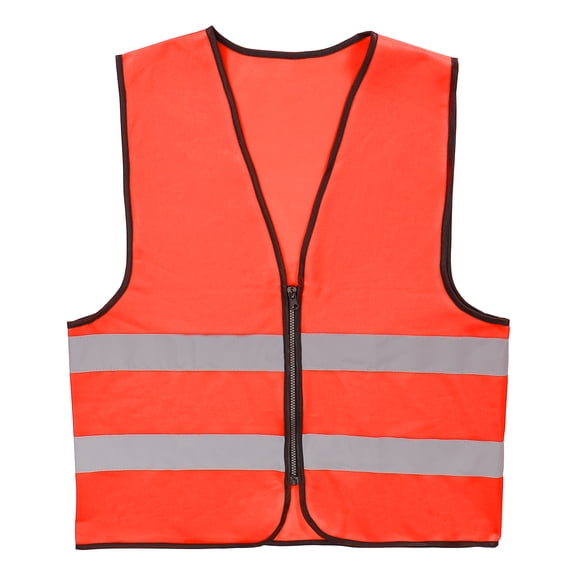 Uxcell High Visibility Reflective Safety Vest, Class 2 Construction Work Vest Smooth Zipper Front for Construction Safety Use Orange
