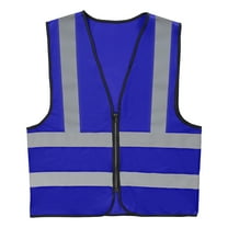 Uxcell High Visibility Reflective Safety Vest, Class 4 Construction Work Vest Smooth Zipper Front for Construction Safety Use Dark Blue