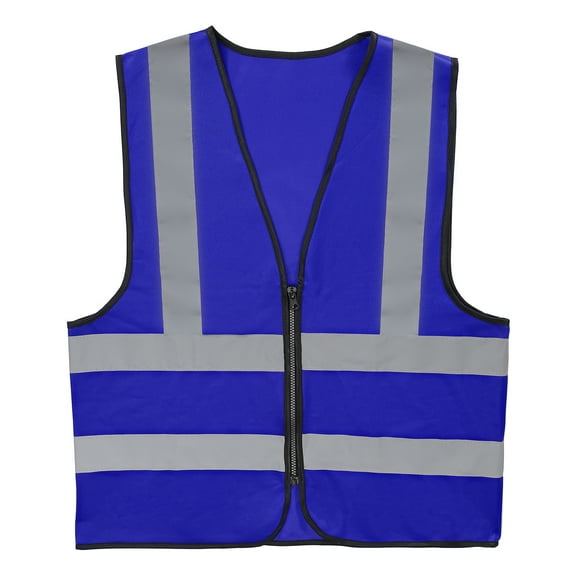Uxcell High Visibility Reflective Safety Vest, Class 4 Construction Work Vest Smooth Zipper Front for Construction Safety Use Dark Blue