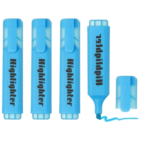 Uxcell Highlighter Pen, 4 Pack Water Based Broad Tip Writing Marker Pens Cute Pastel Colored Highlighter Studying Supplies for Office Home Daily Use, H5713 Blue