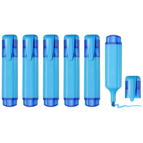 Uxcell Highlighter Pen, 6 Pack Water Based Broad Tip Writing Marker Pens Cute Pastel Colored Highlighter Studying Supplies for Office Home Daily Use, Light Blue