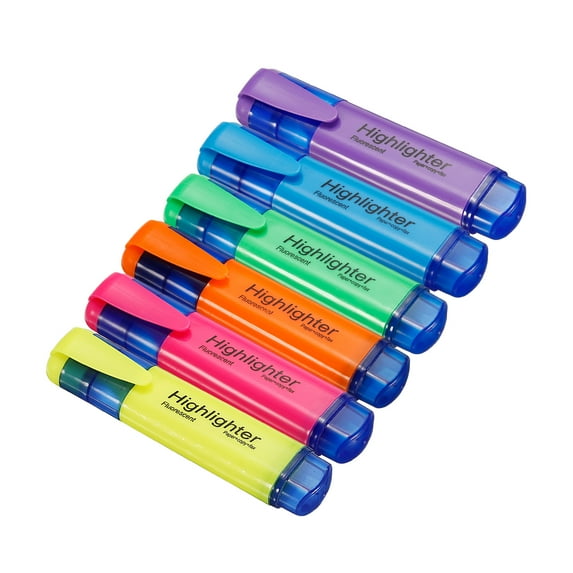 Uxcell Highlighter Pen Water Based Broad Tip Writing Marker Pens 6 Colors 1 Set