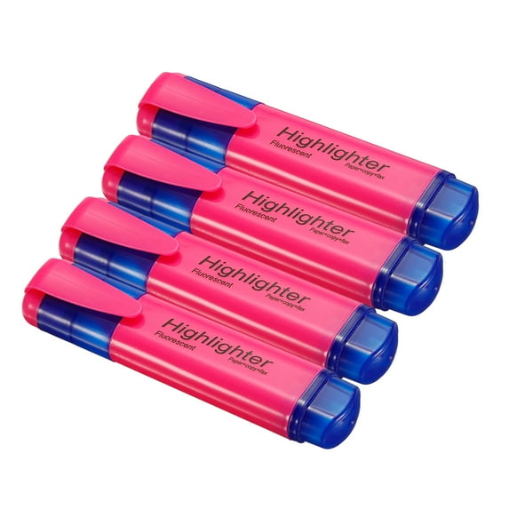 Uxcell Highlighter Pen Water Based Broad Tip Writing Marker Pens Pink 4 Pack