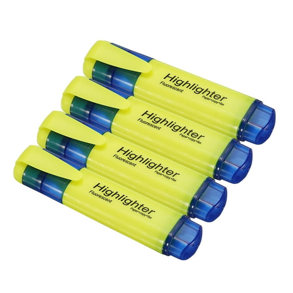 Uxcell Highlighter Pen Water Based Broad Tip Writing Marker Pens Yellow 4 Pack