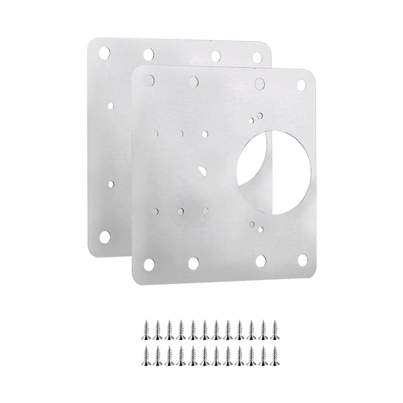 Uxcell Hinges Repair Plate, 2pcs Stainless Steel Square Cabinet Door Hinge Repair Kit for Wooden Cupboard,Silver Tone