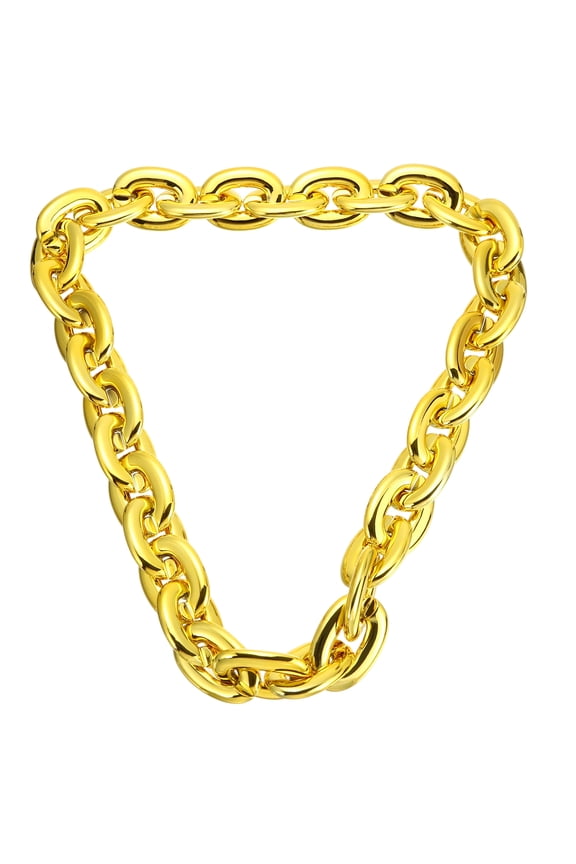 Hip Hop Chain Necklace, 80cm/31" 80s 80s Men's Fake Chunky Chain Costume Fancy Necklace Accessory for Hip Hop Rapper Punk Style Party, Gold