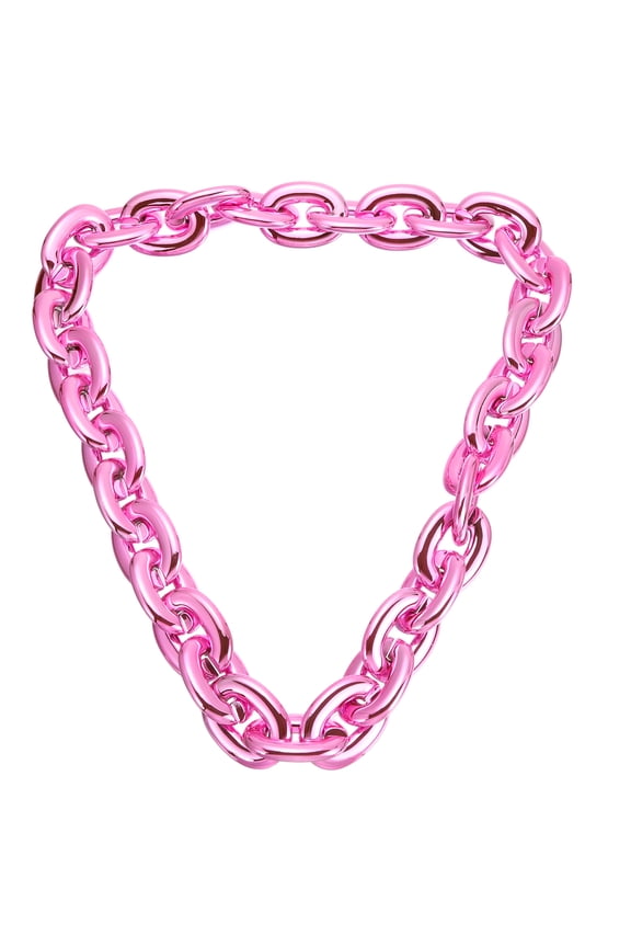 Hip Hop Chain Necklace, 80cm/31" 80s 80s Men's Fake Chunky Chain Costume Fancy Necklace Accessory for Hip Hop Rapper Punk Style Party, Pink