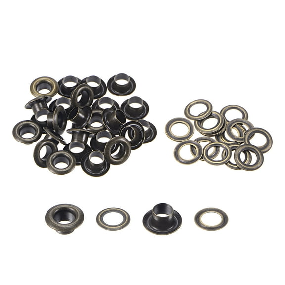 Uxcell Hole Copper Grommets Eyelets Dim Grey for Fabric Leather Canvas Clothing Bronze Tone 5.5mm