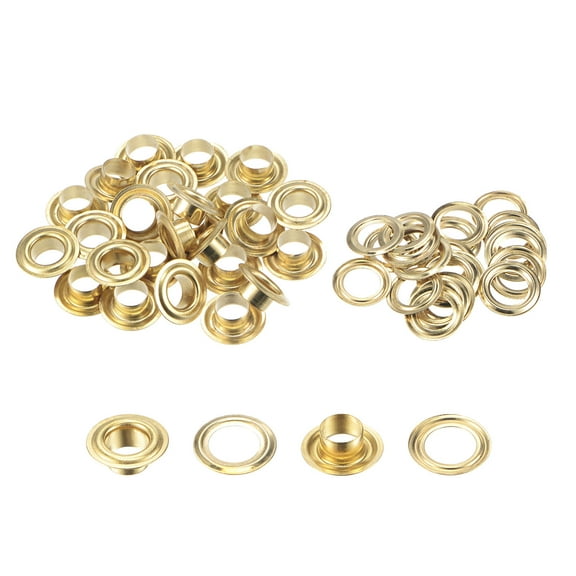 Uxcell Hole Copper Grommets Eyelets Dim Grey for Fabric Leather Canvas Clothing Gold Tone 7.5mm