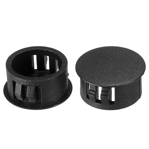 Uxcell Hole Plugs Plastic Screw Bumper Hole Plug Flush Snap Type Round Hole Cover Caps Black 19mm(3/4")