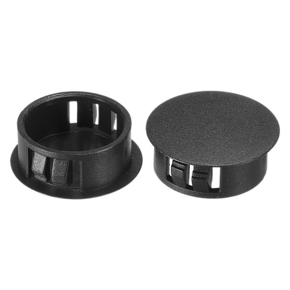 Uxcell Hole Plugs Plastic Screw Bumper Hole Plug Flush Snap Type Round Hole Cover Caps Black 25mm(1")