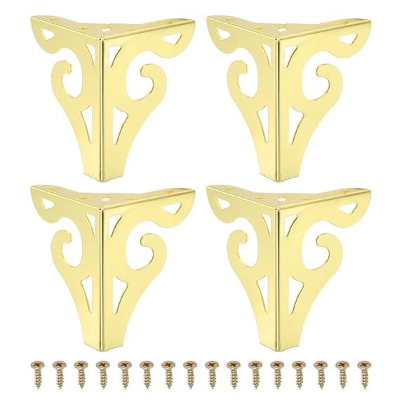 Uxcell Hollow Out Furniture Legs, Modern Metal Triangle Couch Feet Replacement Gold 4.7 Inch